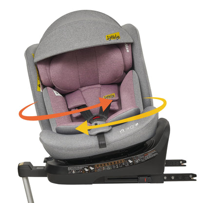 Jovikids 360° Drehbar Kindersitz mit ISOFIX, i-Size 40-150cm(ab Geburt -12 Jahre) Baby Autositz Reboarder mit Liegefunktion & Abnehmbar Vordach, ECE R129 (Rosa) - Meloni2
