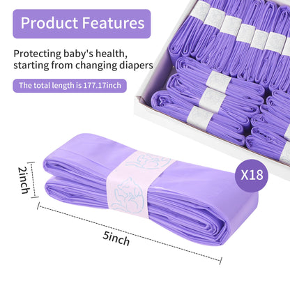 Pack of 18 Refill Film Nappy Bin, Nappy Bin Refill Cassettes, for Angelcare Refill Cassettes, for Spross Refill Cassettes, for Tommy Tipee Filling Box, 4.5 m Nappy Bin, Odour-Proof