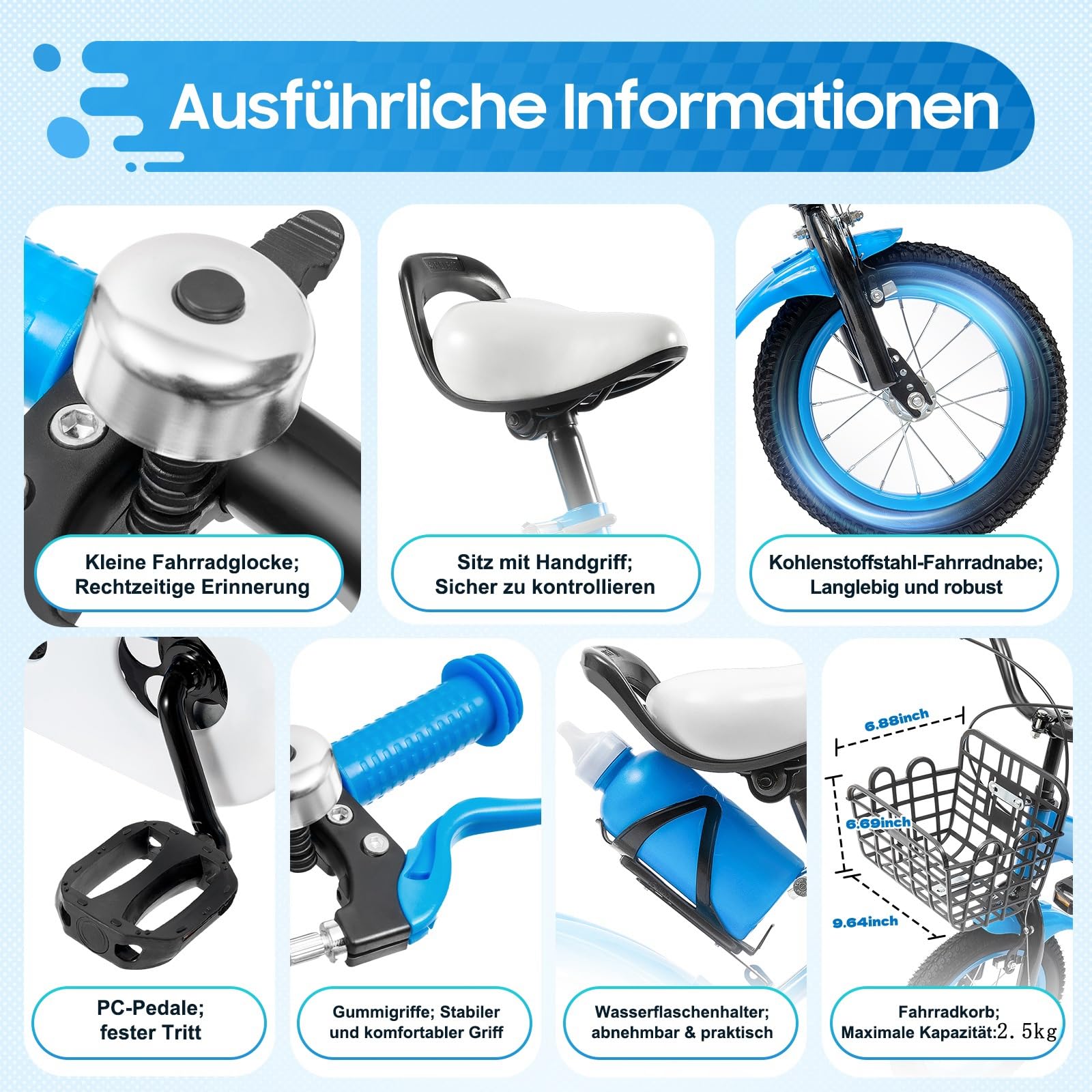 Charocean 12 Zoll Kinderfahrrad für ab 2-5 Jahre Jungen & Mädchen, Upgraded Kinder Fahrrad mit Stützrädern, Fahrrad für Kinder, HöHenverstellbar Kinderfahrräder für Schulung Outdoor Reiten - Meloni2