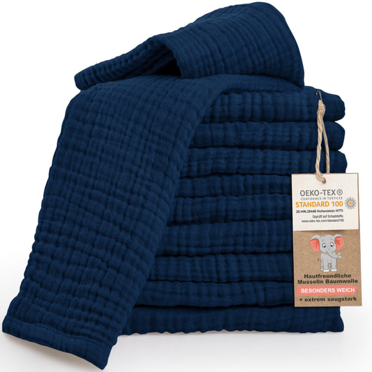 LAYNENBURG 10er-Set Premium Spucktücher Baby aus extra weichem Musselin - 100% Baumwolle - 30x50cm - Oeko Tex 100 - Musselin-tücher als Mulltücher, Mullwindeln oder Stoffwindeln (weiß)