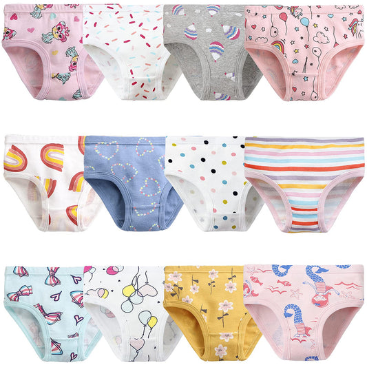 Adorel Girls' Underwear Briefs Pure Cotton 12-Pack 