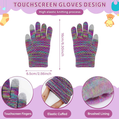 Children's Winter Hat Loop Scarf Touchscreen Gloves Set 2 3 4 5 6 7 Years Toddler Winter Hat Beanie Tube Scarf Knitted Pom Hats Gift Girls Boys