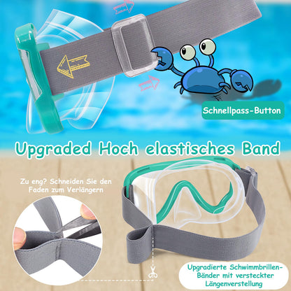 Vvinca Children's Diving Goggles with Fabric Band, Swimming Goggles Children for Years Boys Girls, Snorkel Mask Children 180° Panorama Anti-Leak Diving Mask Children for 3-13 Years