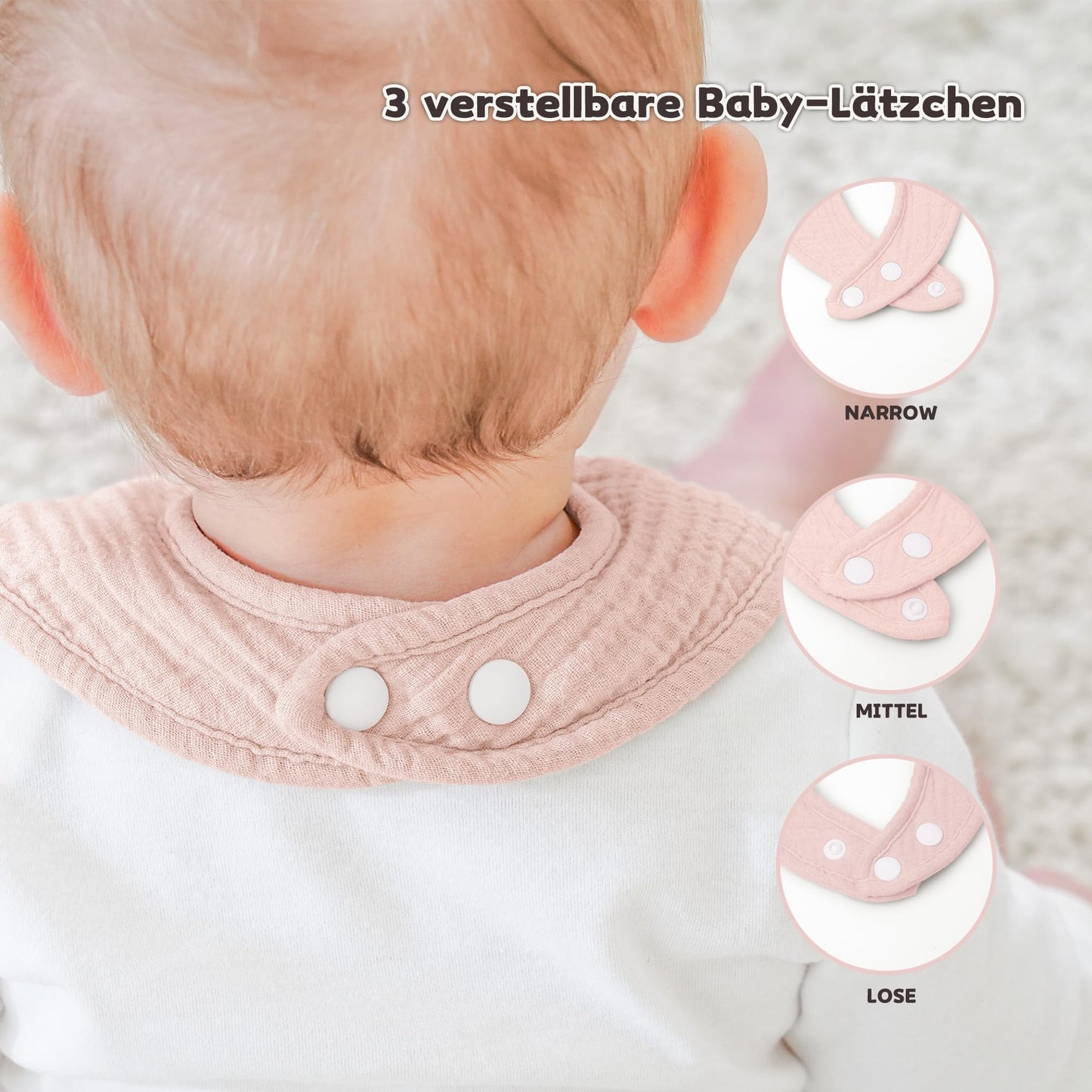 Susurration Bibs Baby Muslin Bandana Baby Soft Adjustable Square Dribble Bibs 6 pack for Unisex Girls &amp; Boys 