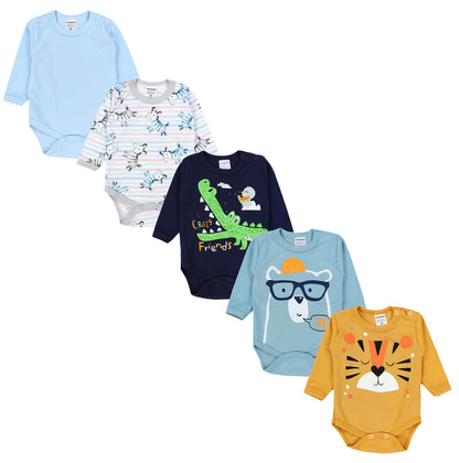 TupTam Baby Body Langarm – Weicher Body Baby 5er Pack aus Baumwolle, Unifarben, OEKO-TEX Zertifiziert