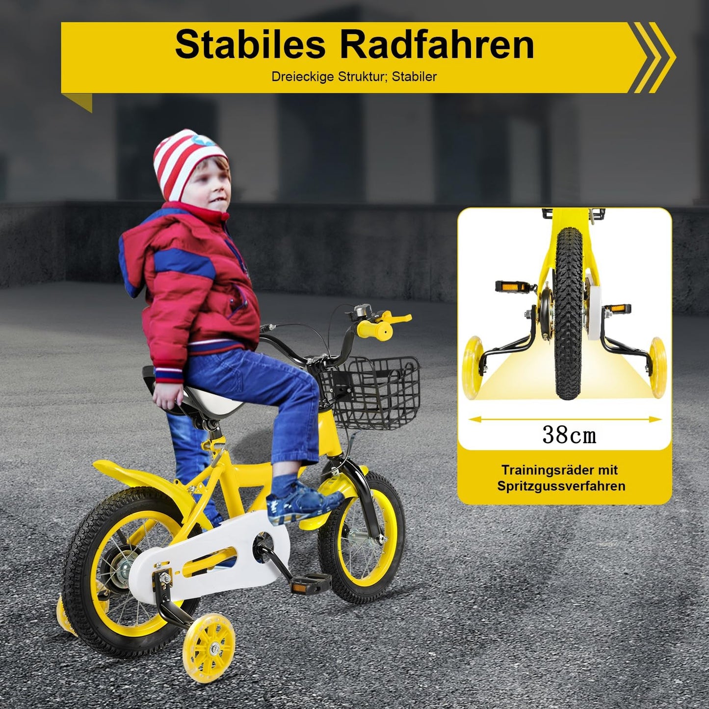 Charocean 12 Zoll Kinderfahrrad für ab 2-5 Jahre Jungen & Mädchen, Upgraded Kinder Fahrrad mit Stützrädern, Fahrrad für Kinder, HöHenverstellbar Kinderfahrräder für Schulung Outdoor Reiten - Meloni2