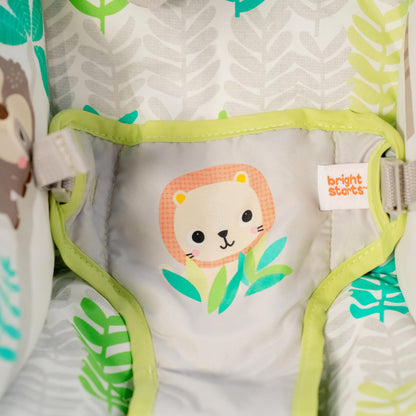 Bright Starts, Babywippe Babyschaukel mit beruhigenden Vibrationen, Babysitz, Musik, abnehmbarer Spielbügel, 0-6 Monate, bis zu 20 lbs (Whimsical Wild)