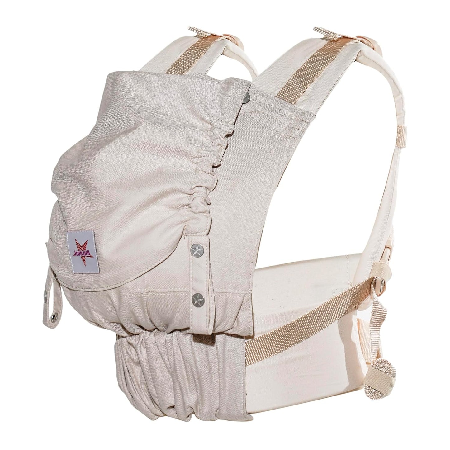KOKADI Babytrage Flip - ergonomisch, mitwachsend und einfach - sichere Tragehilfe aus Bio-Baumwolle für Neugeborene ab Geburt bis 15kg - Just Cream