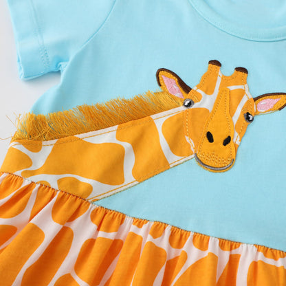 Dinopjs Kleider für Kleines Mädchen Kurzarm Kleid Cartoon-Stil Regenbogen Ozean Prinzessinnenkleid Dino Giraffe Osterhase Meerjungfrau Kinder Prinzessin Kostüm Tägliche Sommer Rock Ferienkleider