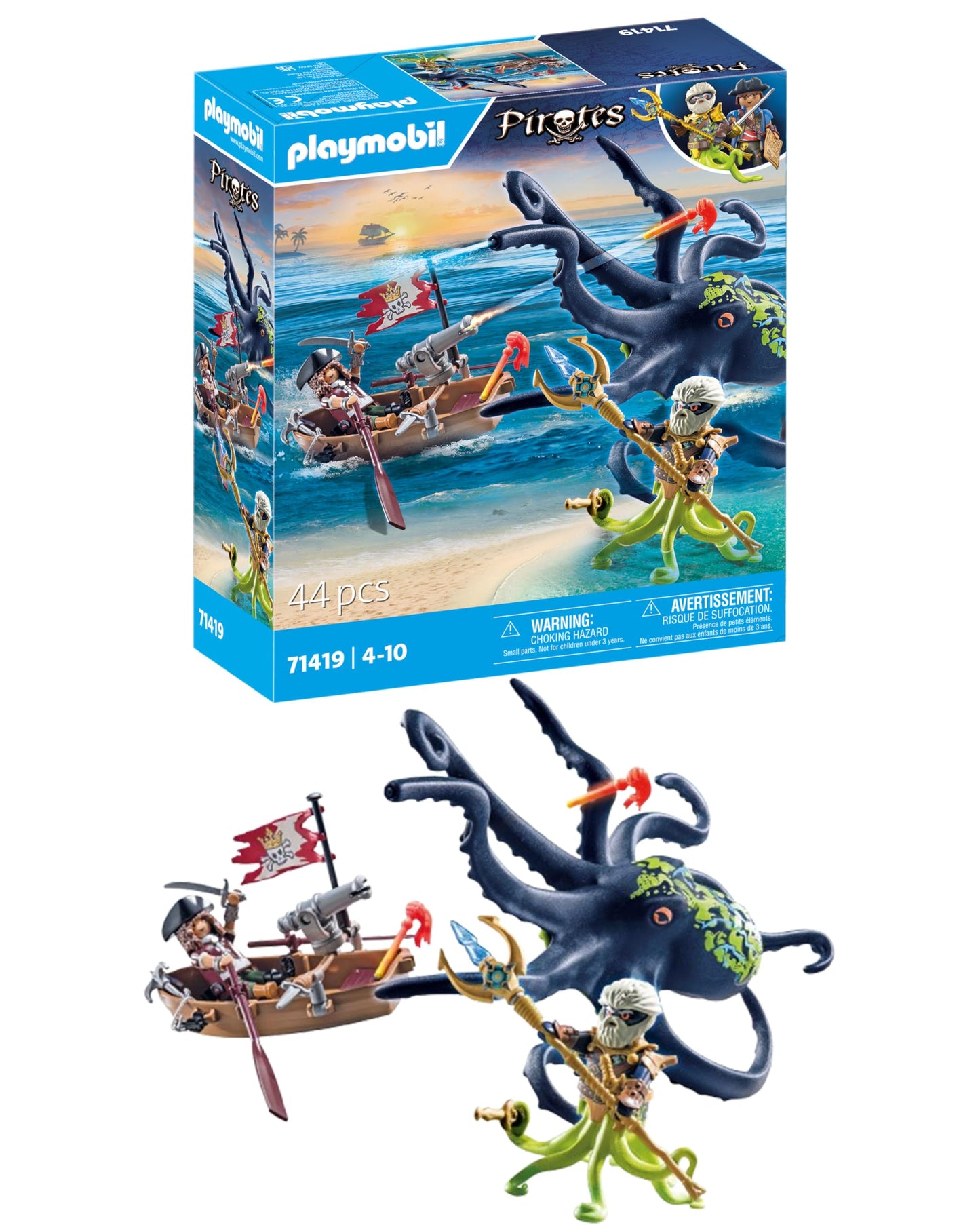 PLAYMOBIL | Pirates | Gefahr durch Riesenhai | Piratenspielzeug | Spielzeugfiguren | Spielzeug für Kinder ab 4 Jahren | 71793