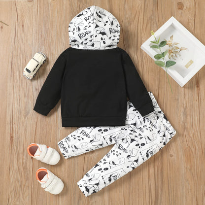 Yassiglia Baby Jungen Kleidung Set Neugeborene Zweiteiler Outfit Kleinkind Herbst Bekleidungssets Jogginganzug für Baby Junge Kapuzenpullover + Hosen Set