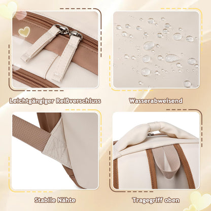 Schulrucksack Mädchen Herzdesign 22L mit Gepäckgurt für Schule | Spitze & Schleifendetails, Ergonomische 3D-Rückenpolsterung, wasserabweisendes Polyester, zahlreiche getrennte Fächer