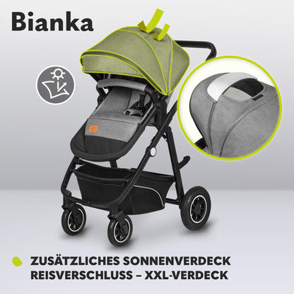 LIONELO BIANKA Children's Pushchair 3-in-1 (22 kg) Baby Carrycot (9 kg) Baby Seat (13 kg), Foldable, Travel System, Backrest Adjustment, Wheels 360o Shock Absorber, Hood XXL