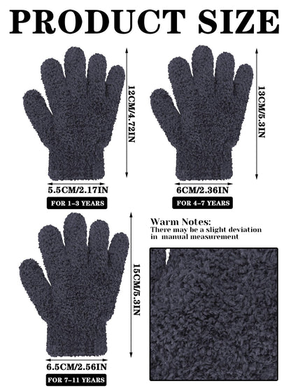Geyoga 3 Paar Kinder Strickhandschuhe Winter Vollfinger Handschuhe