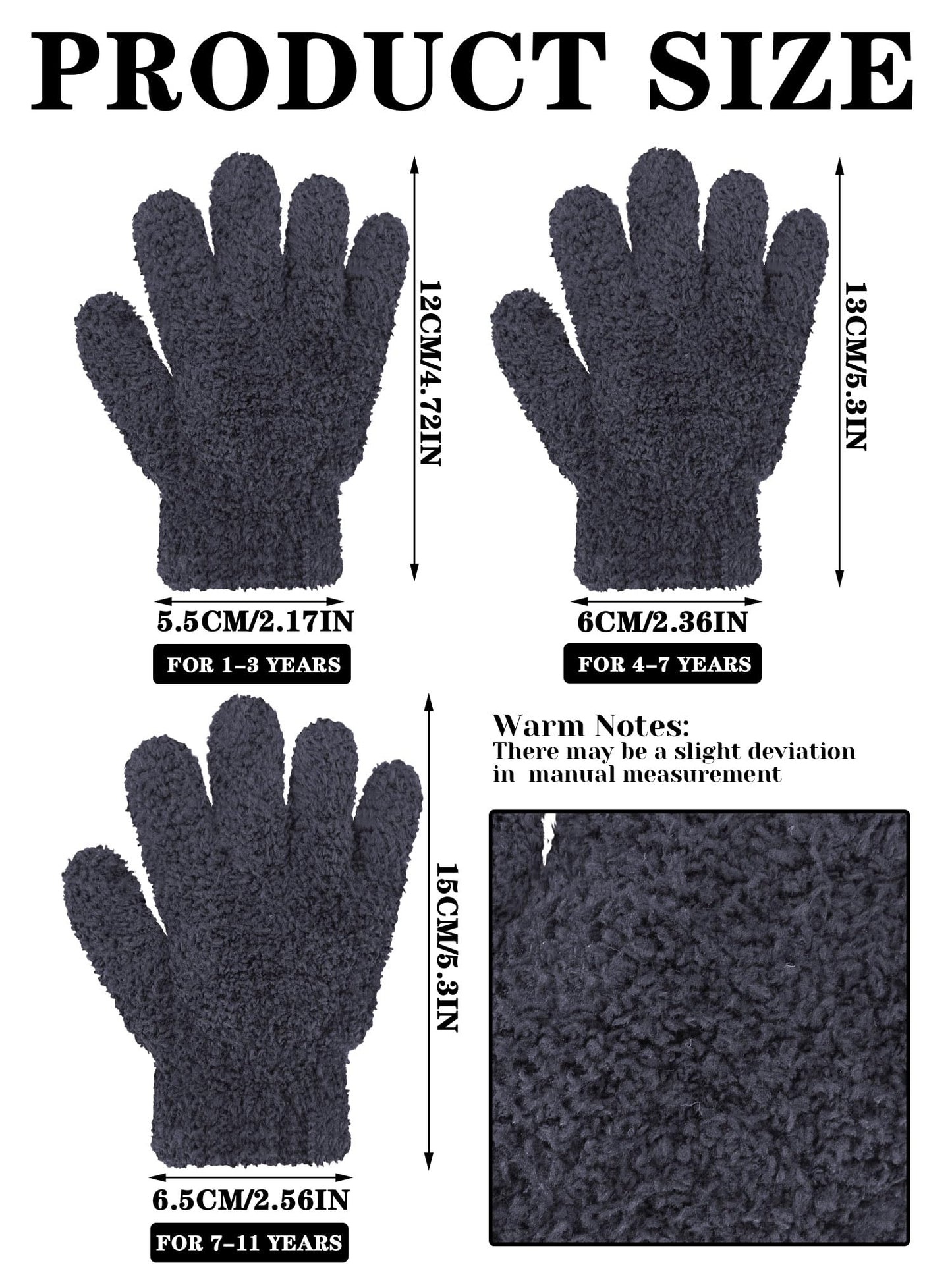 Geyoga 3 Paar Kinder Strickhandschuhe Winter Vollfinger Handschuhe