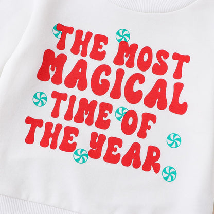 Baby Unisex Weihnachten 2-teilige Hosen Set Jungen Mädchen Weihnachten Outfit Langarm Lebkuchen Papas Mädchen Briefdruck Sweatshirt + Jogginghose Weihnachten Outfit Set Weihnachten Streetwear