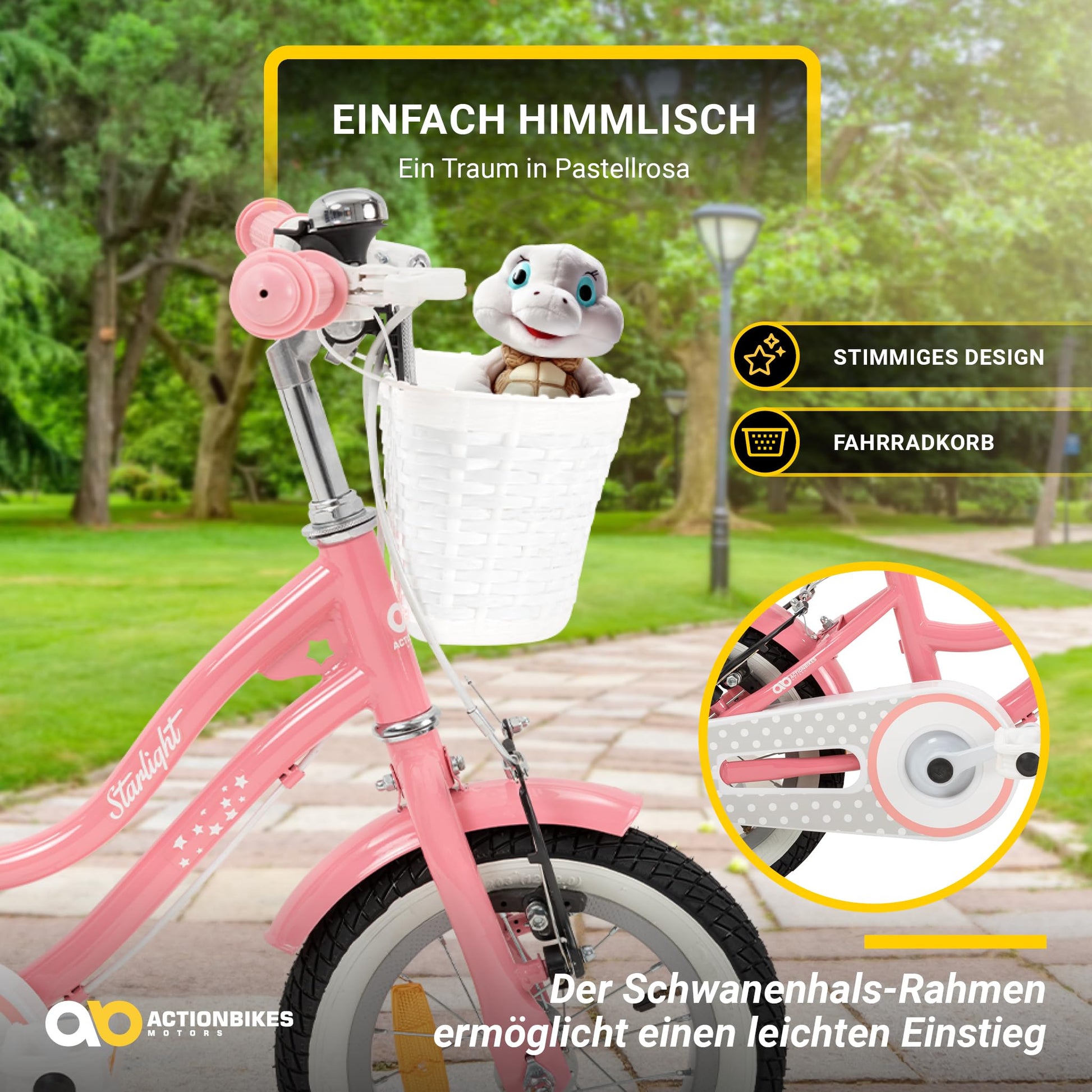 Actionbikes Kinderfahrrad Starlight | 12 16 20 Zoll - V-Brake Bremsen - Fahrrad für Kinder von 2-9 Jahren - Schutzblech v. / h - Kinder Fahrrad für Mädchen & Jungen - Fahrräder - Bicycle - Kinderrad - Meloni2