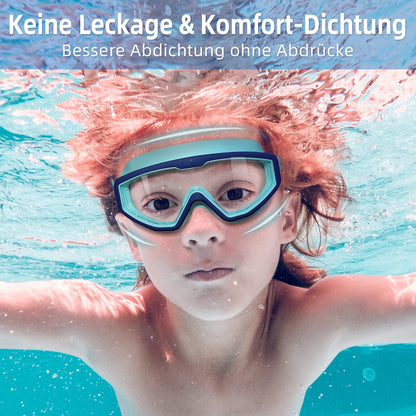 Water Space Swimming Goggles for Children 3-15, Panoramic View, Anti-Fog, No Leaking, Swimming Goggles for Swimming Pool and Beach