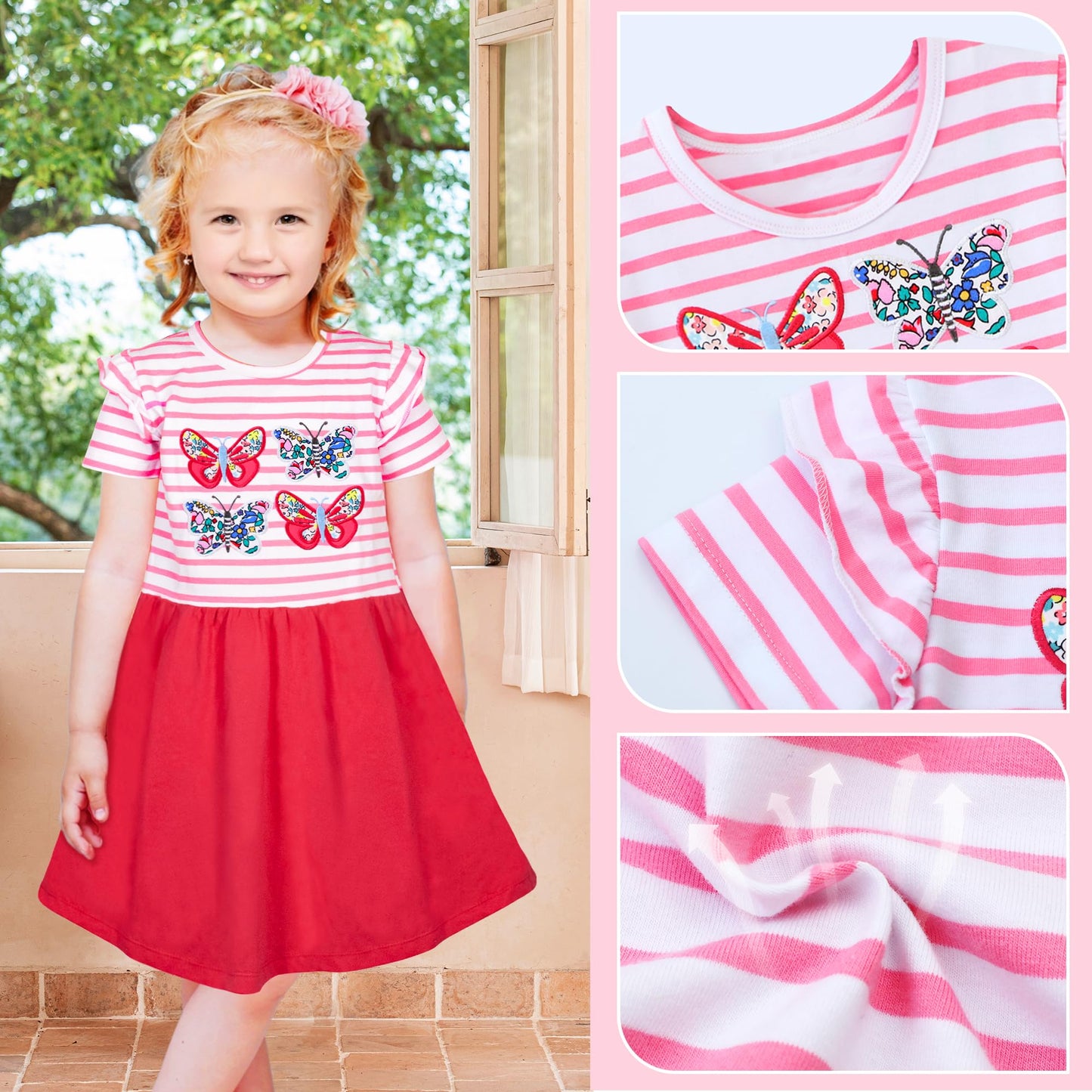 Baogaier Kleid Mädchen Pailletten Tüll Kleider Baumwolle Sommerkleid Sommer Frühling T-Shirt Tüllkleid Kinderkleid Gr. 92-122