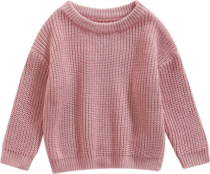 L&ieserram Baby Mädchen Jungen Gestrickt Pullover Jumper Neugeborenen Kinder Langarm Strickpullover Einfarbige Pulli Kleinkinder Kleidung Outfit Knitted Sweater 0-5 Jahre