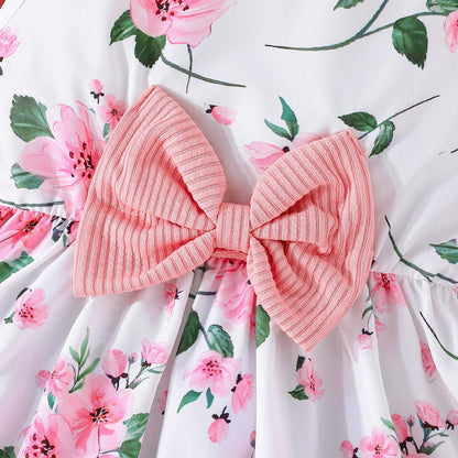 Yanmucy Kleine Mädchen Kleider mit Strickjacke Sets Baby Mädchen Kleider Kleinkind Kinder Langarm Ruffle Mantel Mädchen Kleidung für 2-8 Jahre