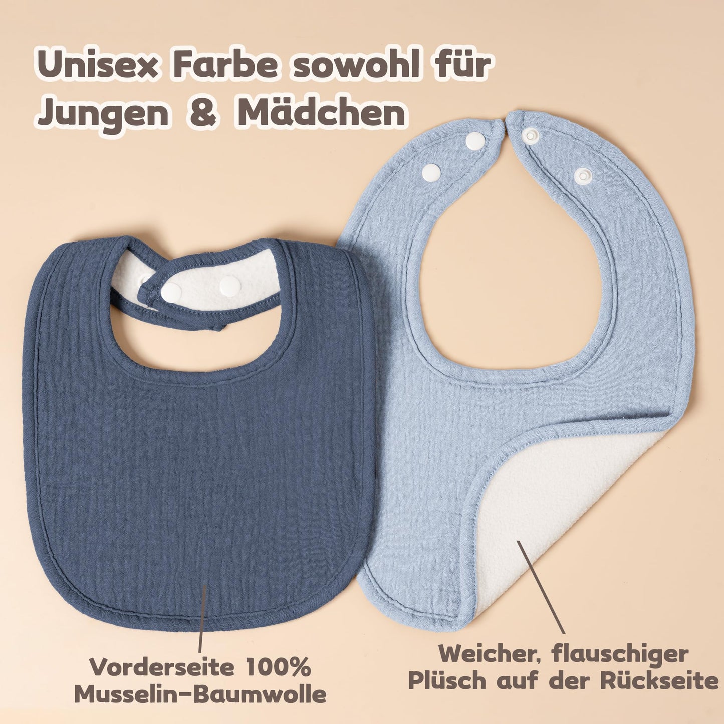 Susurration Bibs Baby Muslin Bandana Baby Soft Adjustable Square Dribble Bibs 6 pack for Unisex Girls &amp; Boys 