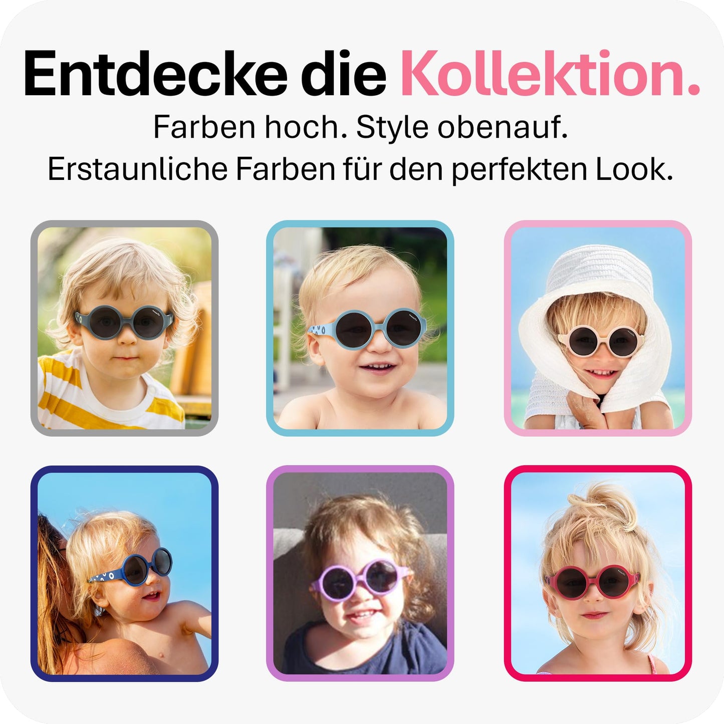 Mausito Sonnenbrille Kinder 6-24 Monate & 2-5 Jahre | VERGLEICHSSIEGER Kindersonnenbrille 100% UV-Schutz | BIEGSAM | Schadstofffreie Kindersonnenbrillen mit Band | Europäisches Design für Kinder