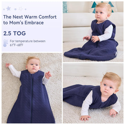 Unnivoll Baby Winter Sleeping Bag, 2.5 Tog, Baby Sleeping Bag, 0-6 Months, Cotton Baby Sleeping Bag, Newborn Winter Sleeping Bag, Baby, Warm and Soft, 67 cm, for Boys and Girls, Green