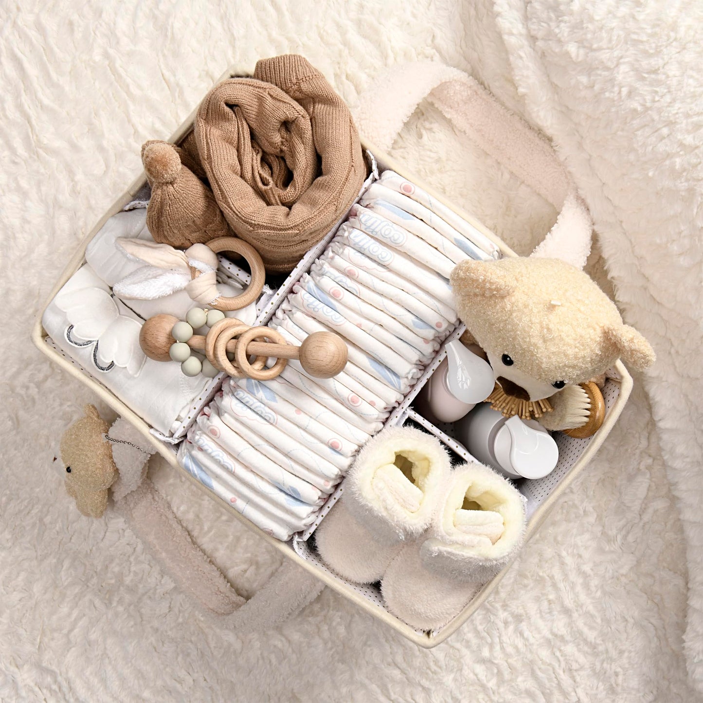 Baby Windel Caddy Organizer für Wickelauflage, Aufbewahrungskorb für Windeln und Tücher, Geschenk für Babyparty, Autowagen Organizer, Kindergarten Windel Organizer, Laptop