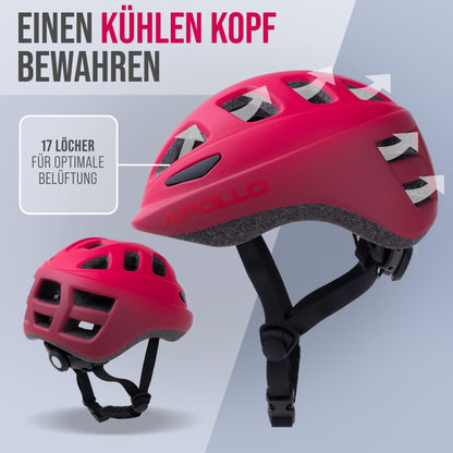 Apollo Kinder Fahrradhelm, Helm für Kinder & Jugendliche, Multisport Helm, Fahrradhelm Mädchen, Fahrradhelm Jungen, Kinderhelm ab 3 Jahre, Verstellbarer Kinder-Helm, ab Größe 48, für Fahrrad & Roller