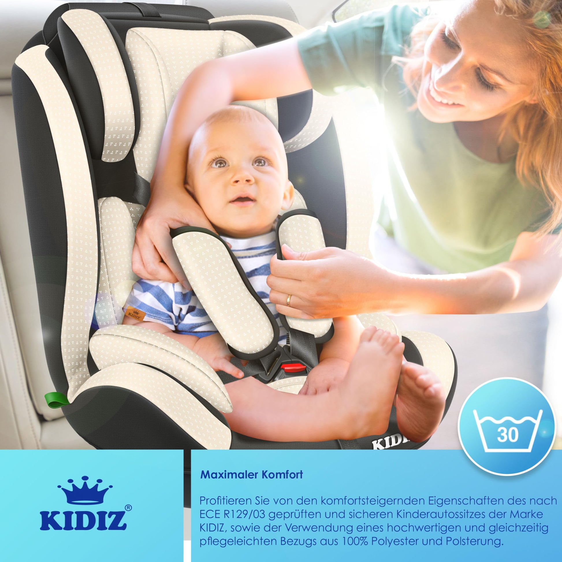 KIDIZ® Autokindersitz Triangle Premium Kindersitz Kinderautositz | Autositz Sitzschale | 9 kg - 36 kg 1-12 Jahre | Gruppe 1/2/3 | universal | zugelassen nach ECE R129/03 | mit Isofix - Meloni2
