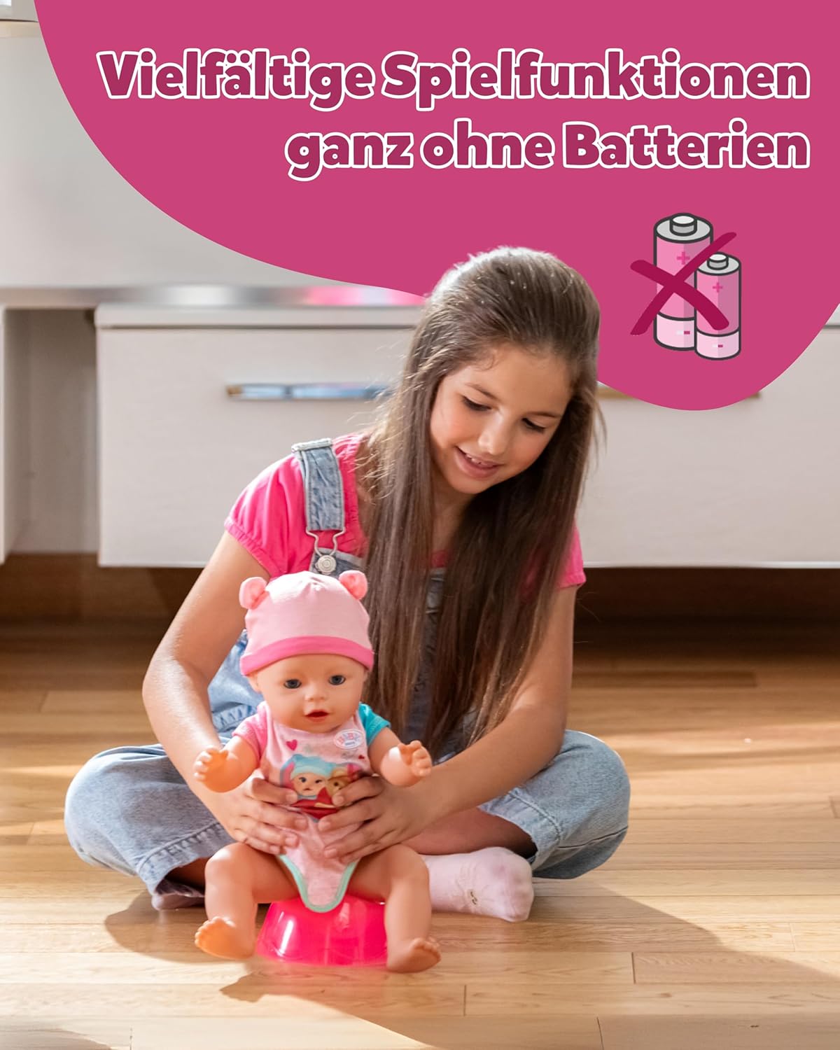 BABY born Emma - 43 cm Baby Doll - 10 Functions Including Accessories & Romper - Works Completely Without Batteries - Suitable for Children from 3 Years