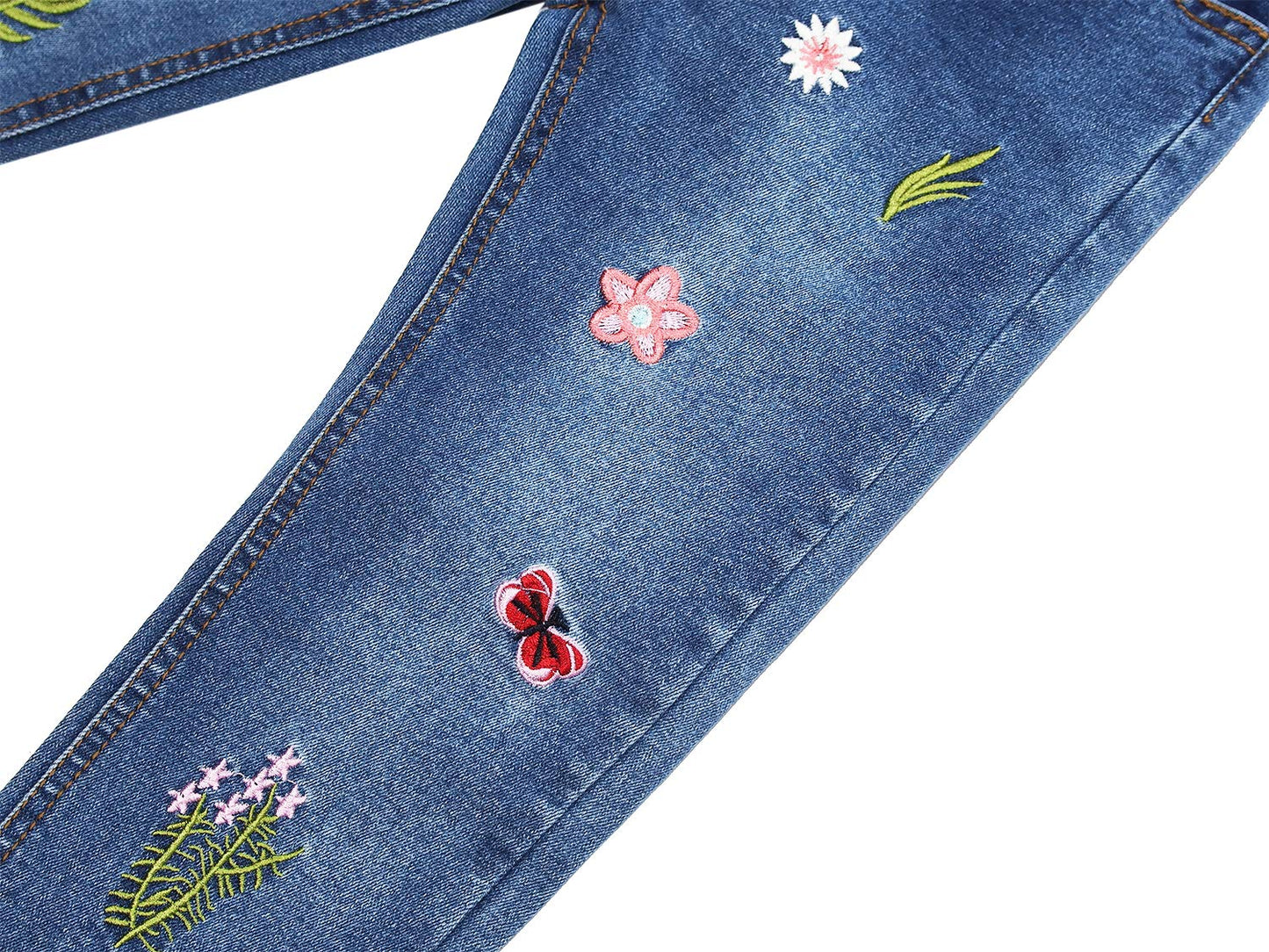 KIDSCOOL SPACE Girls Jeans Split Hem with RAL Edges Elastic Waist in High Elastic Wide Leg Denim Pants