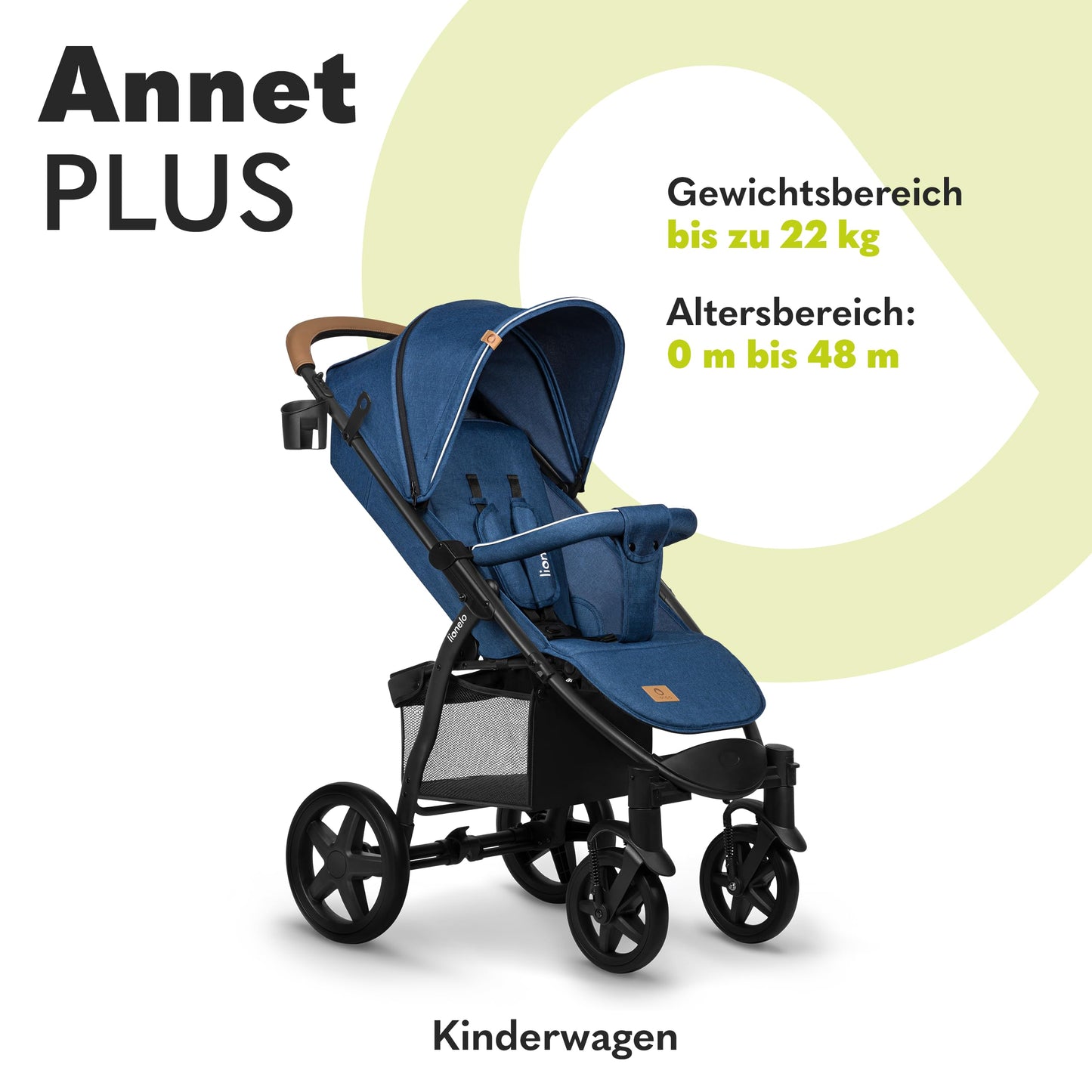 LIONELO Annet Plus Buggy up to 22 kg with Reclining Function, Small Folding Pushchair with Accessories, EVA Foam Wheels, Mosquito Net, Foot Cover Drink Holder, Basket Dreamin