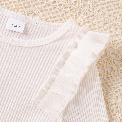 Baby Kinder Mädchen Kleidung Set Rüschen gerippt Langarm Top Fliege Checked Rock 2 Stück Frühling Herbst Kleinkind Outfits Set