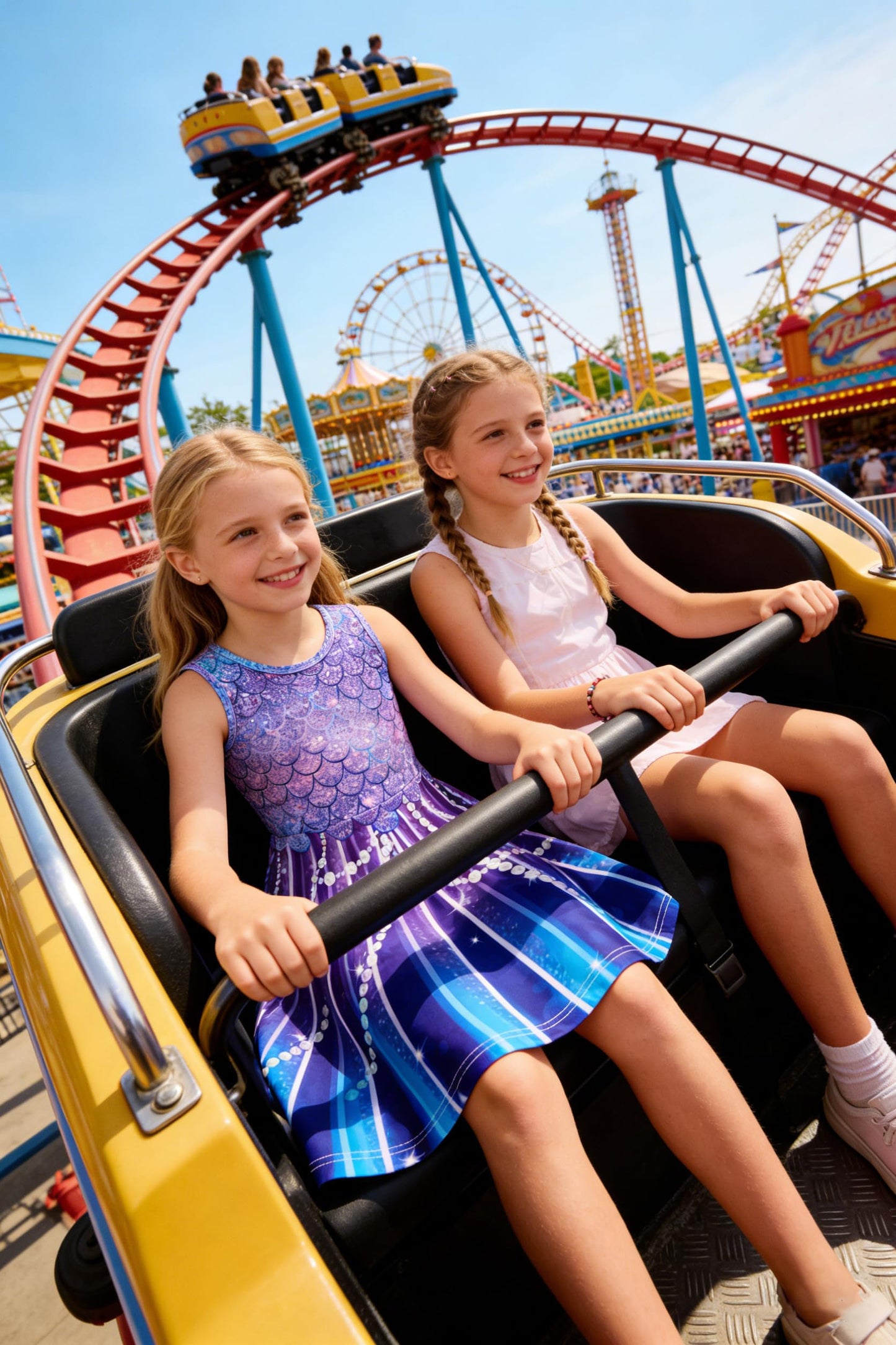 Mädchenkleid Schmetterling A-Linie Ärmelloses Sommerkleid Buntes Kleid 4-12 Jahre