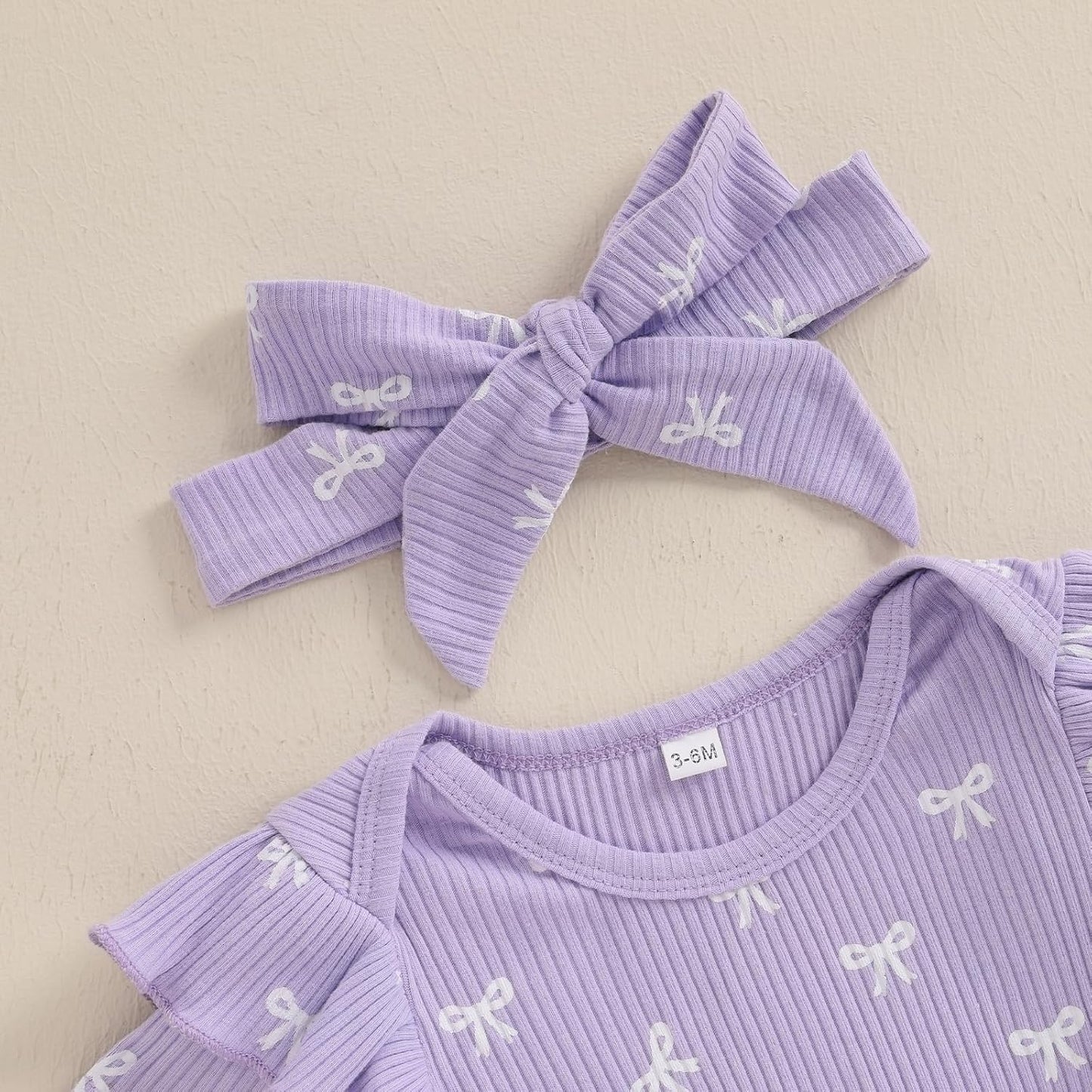 3tlg Baby Mädchen Sommer Kleidung Set Rüschen Kurzarm Strampler + Rüschen Shorts + Stirnband Babyset Weiche Neugeborene Ausgehen Outfit