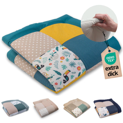 ULLENBOOM Krabbeldecke für Baby 100x100 cm, 100% OEKO-TEX Materialien, Made in EU, Dick & weich gepolstert, Sandblume - ideal als Babydecke, Laufgittereinlage & Spieldecke Baby - Meloni2
