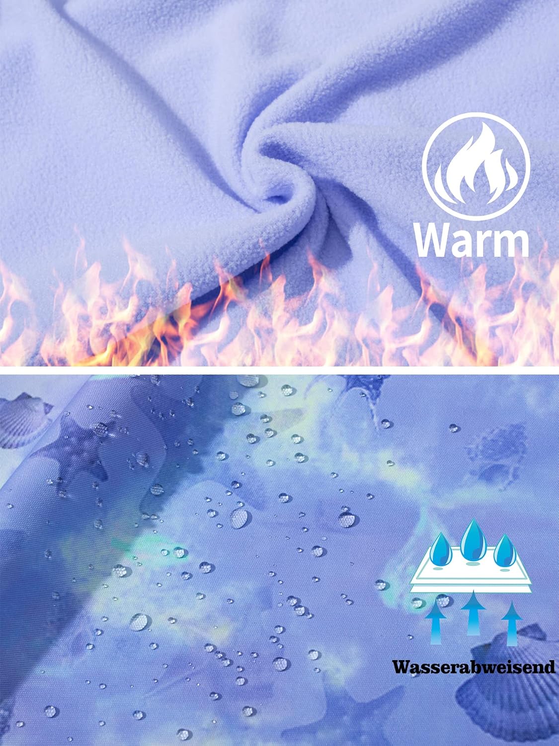 Mädchen Übergangsjacke Gefütterte Regenjacke mit Abtrennbare Kapuze