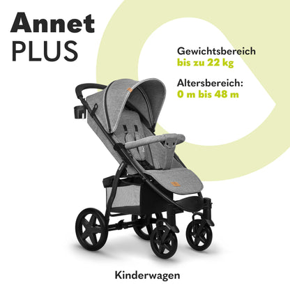LIONELO Annet Plus Buggy up to 22 kg with Reclining Function, Small Folding Pushchair with Accessories, EVA Foam Wheels, Mosquito Net, Foot Cover Drink Holder, Basket Dreamin