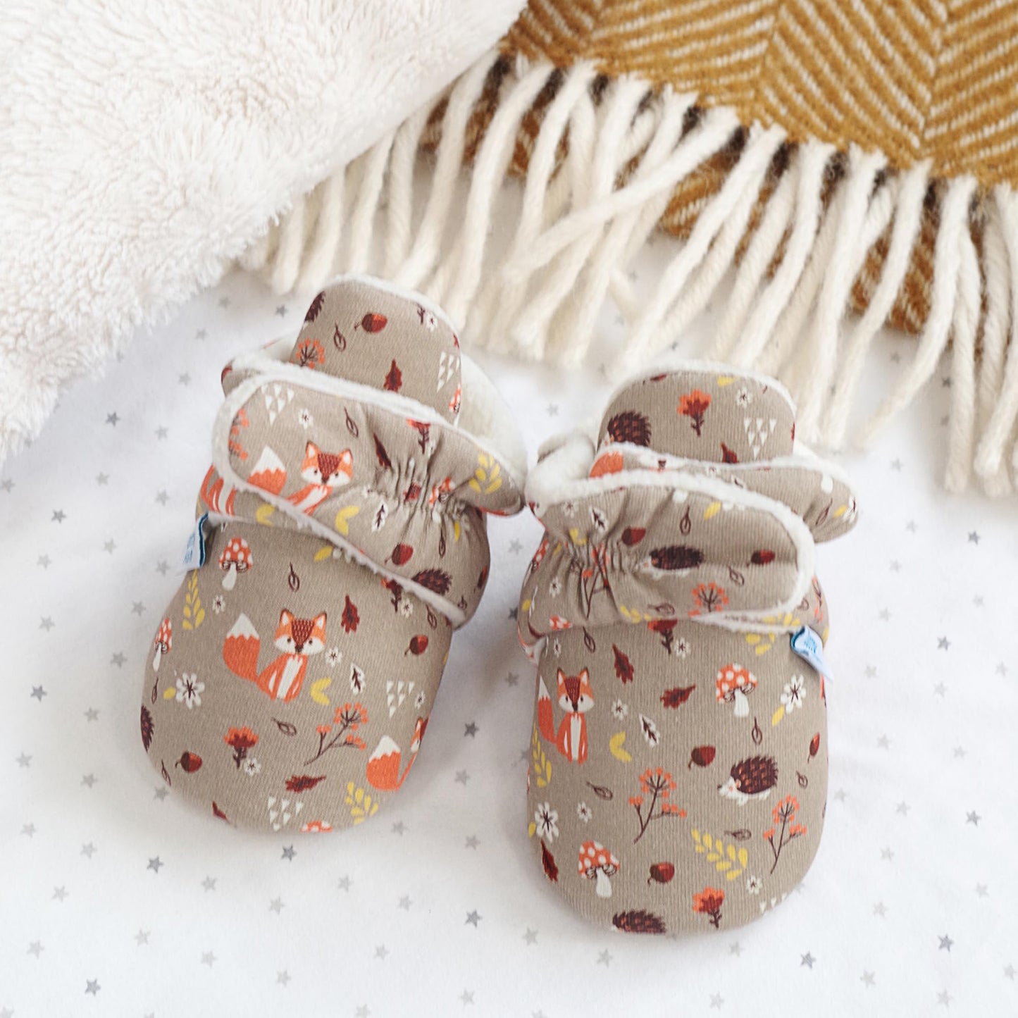 Dotty Fish Baby Winter Boots - Warm Non-Slip Cotton Crawling Shoes with Suede Sole - 0-24 Months