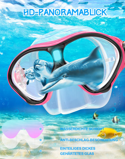Gintenco Schnorchelset Kinder, Taucherbrille Kinder mit Schnorchel Anti-Fog Panorama-Weitsicht, Anti-Leck schnorchelmaske,Tauchmaske für Schwimmen Schnorcheln 4-16 Jahre