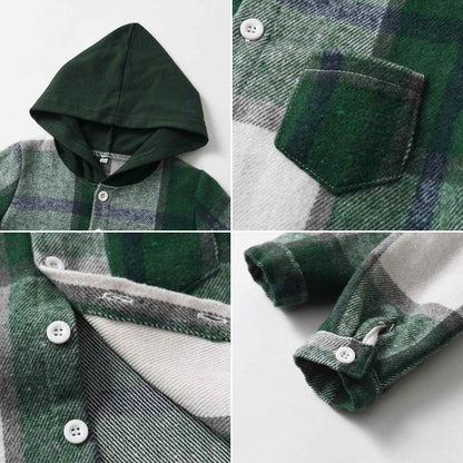 Yanmucy Toddler Baby Boys Clothing Outfit 2 Pieces Cotton Plaid Boy Hoodies Shirt Tops Trousers Set Small Boys Suit Kids Tracksuit Spring Autumn Clothing Set