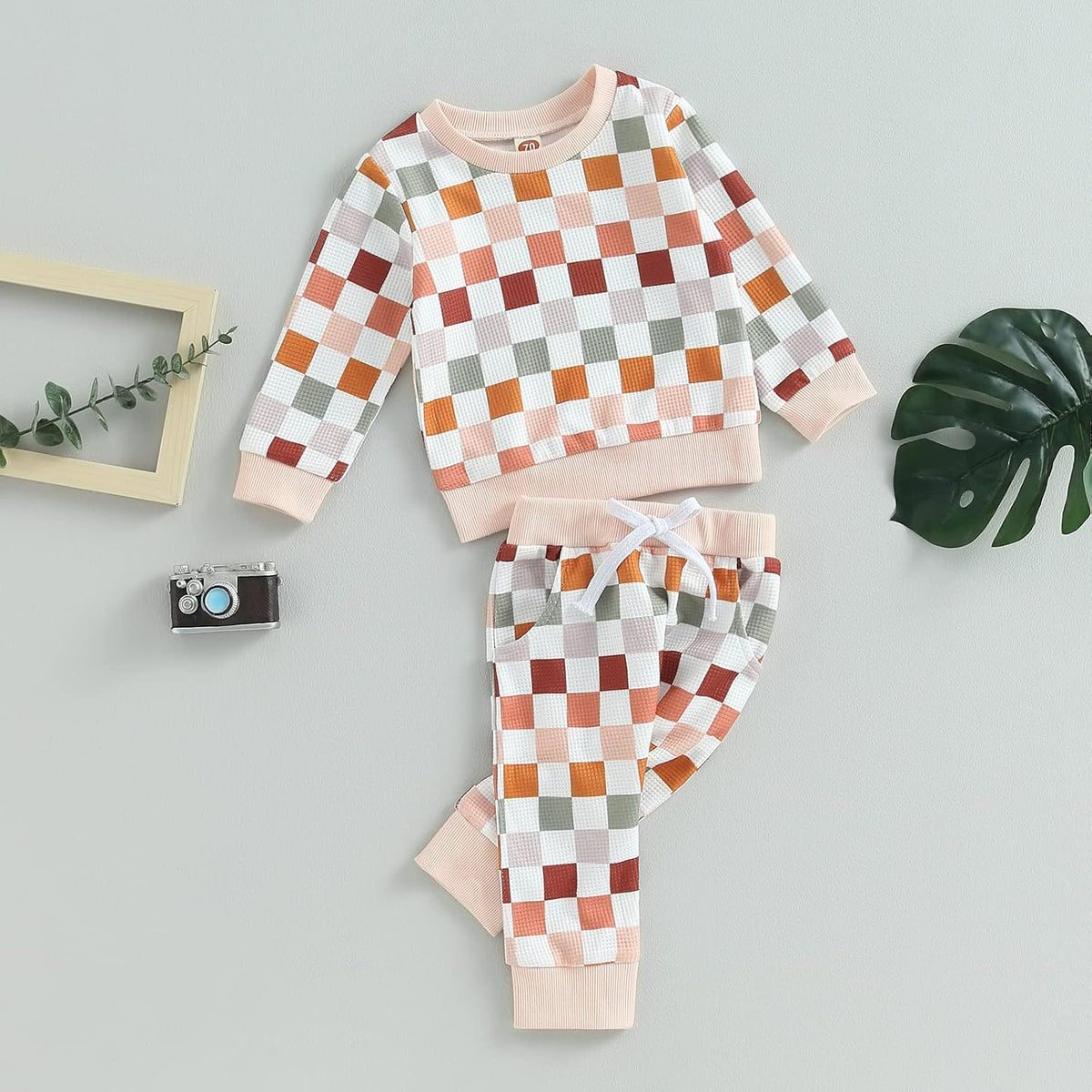 Baby Herbst Winter Set Kariertes Sweatshirt Und Jogginghose Für Jungen Mädchen