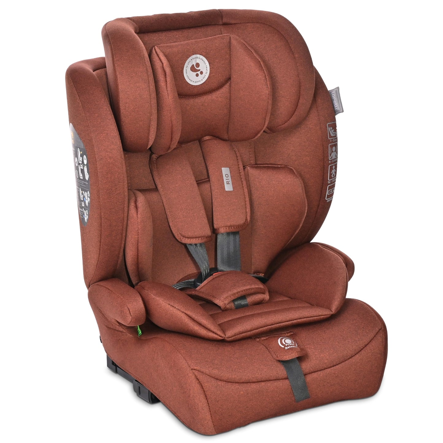 Lorelli Auto Kindersitz Rio mit Isofix, i-Size 76-150 cm, Mitwachsender Autositz für Kinder, Babysitz, Autokindersitz, Verstellbare Kopfstütze, 5-Punkt-Sicherheitsgurt, Ginger - Meloni2