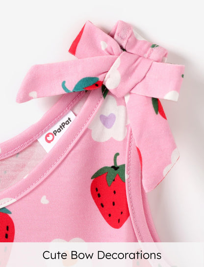 PATPAT Mädchenkleid ärmellos, Baby Mädchen Kleid mit Schleife an den Schulterträgern für Geburtstag, Party, Bankett, Hochzeit, Urlaub, Bunt