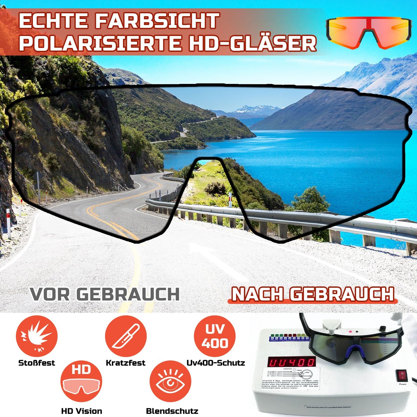 Rosedreamer Schnelle Brille Sport Sonnenbrille Herren Damen Polarisierte Sonnenbrille Fahrradbrille Laufbrille für MTB Rennrad Radfahren Biking Ski FahrradLaufen mit UV400 Schutzbrille