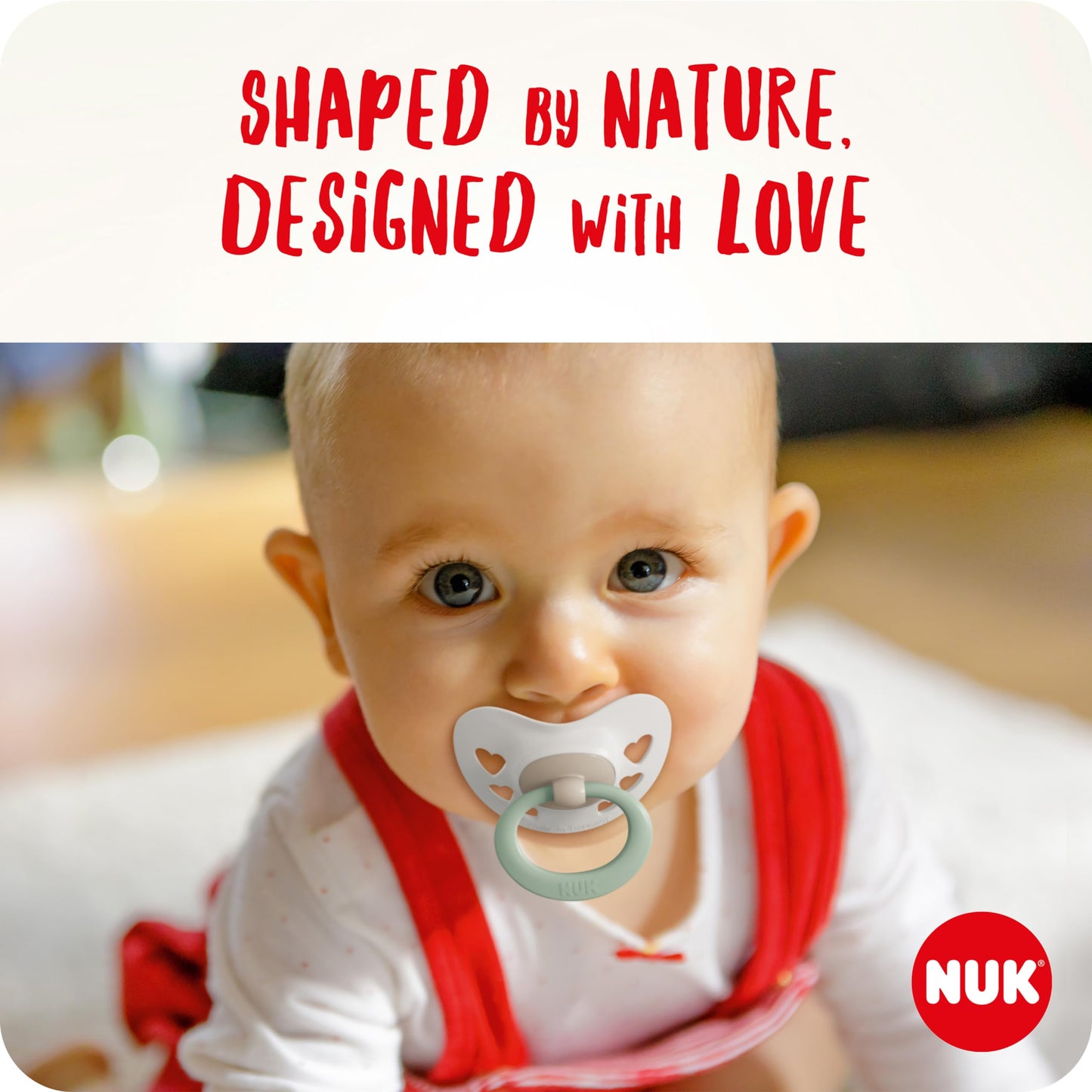 NUK Signature Baby Pacifier | 0-6 Months | Soothes 95% of Babies | BPA Free Silicone Heart-Shaped Pacifier | With Case | Green Stars | Pack of 2