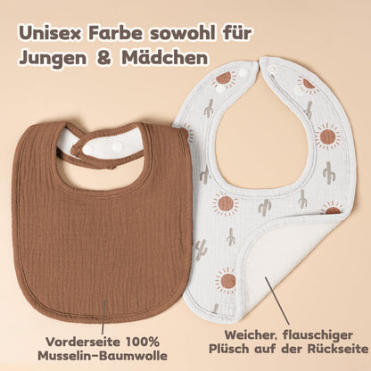 Susurration Bibs Baby Muslin Bandana Baby Soft Adjustable Square Dribble Bibs 6 pack for Unisex Girls &amp; Boys 
