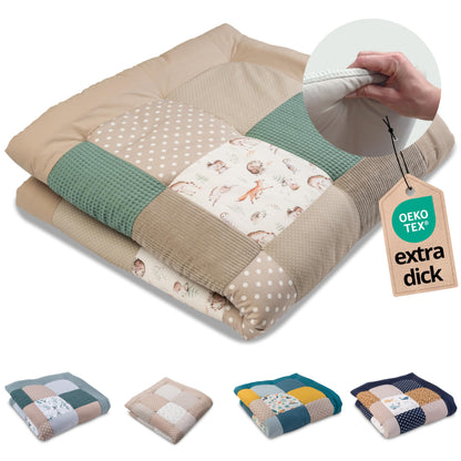 ULLENBOOM Krabbeldecke für Baby 100x100 cm, 100% OEKO-TEX Materialien, Made in EU, Dick & weich gepolstert, Sandblume - ideal als Babydecke, Laufgittereinlage & Spieldecke Baby - Meloni2